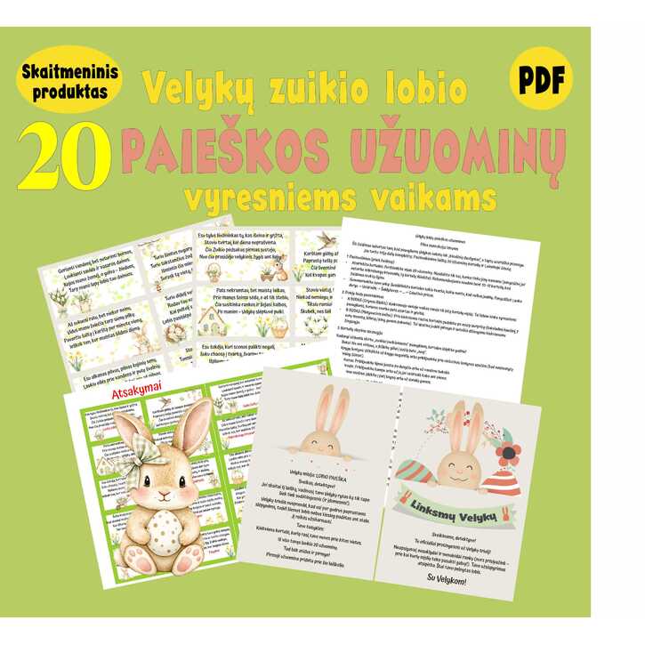 Velykų lobio paieškos užuominos vyresniems