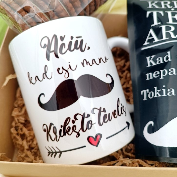 Dovanų rinkinys krikšto tėčiui "Ūsai" su arbata 1