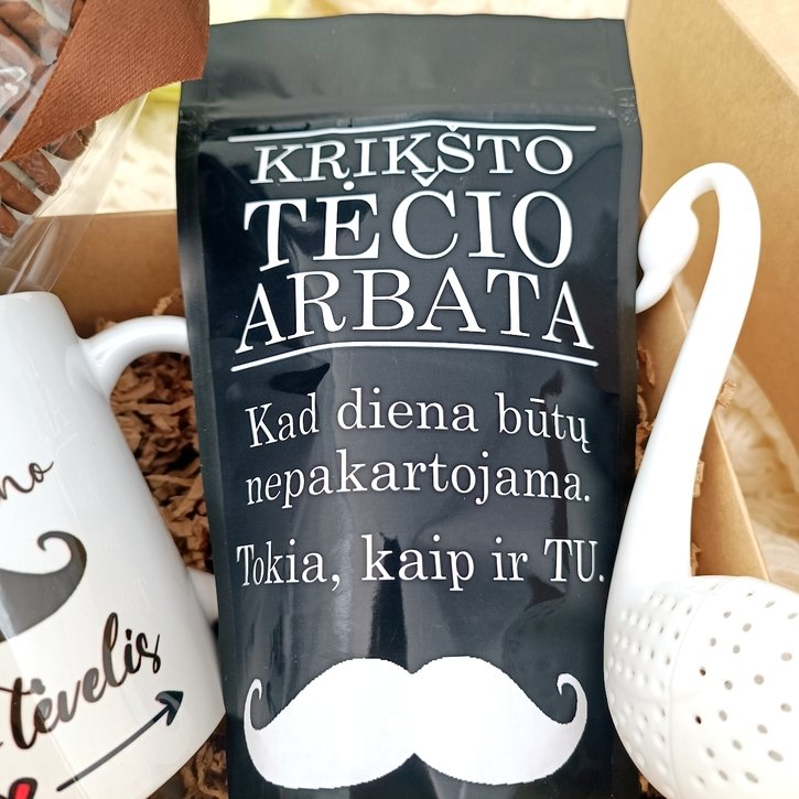 Dovanų rinkinys krikšto tėčiui "Ūsai" su arbata 2