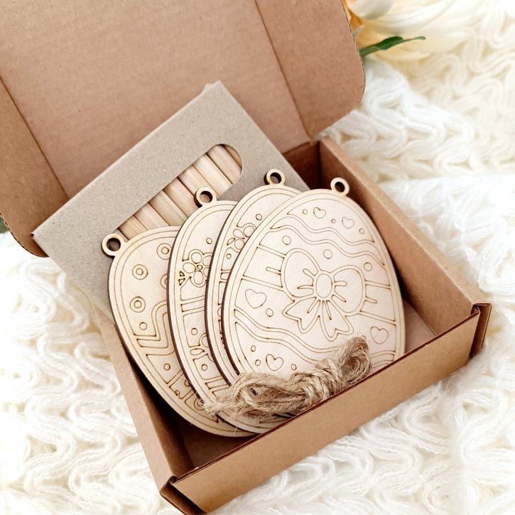 Spalvinamos medinės Velykų dekoracijos "Margučiai"