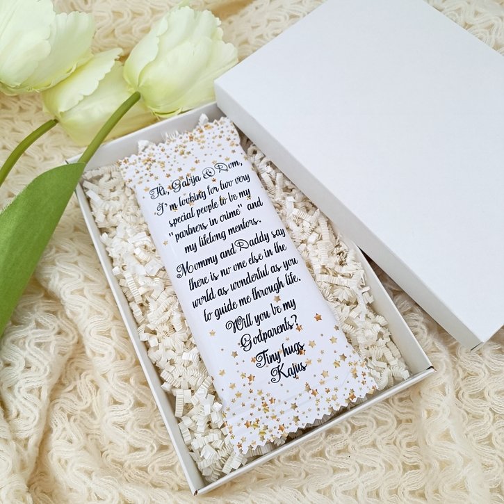 Kvietimas  ant šokolado dėžutėje "Aukso žvaigždelės"