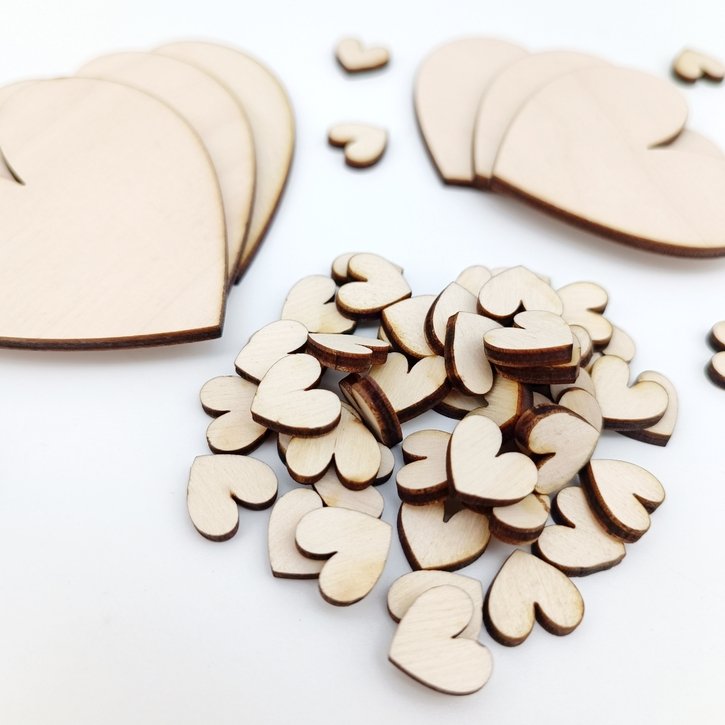 Medinės širdelės kūrybai (3 mm) – įvairūs dydžiai 1
