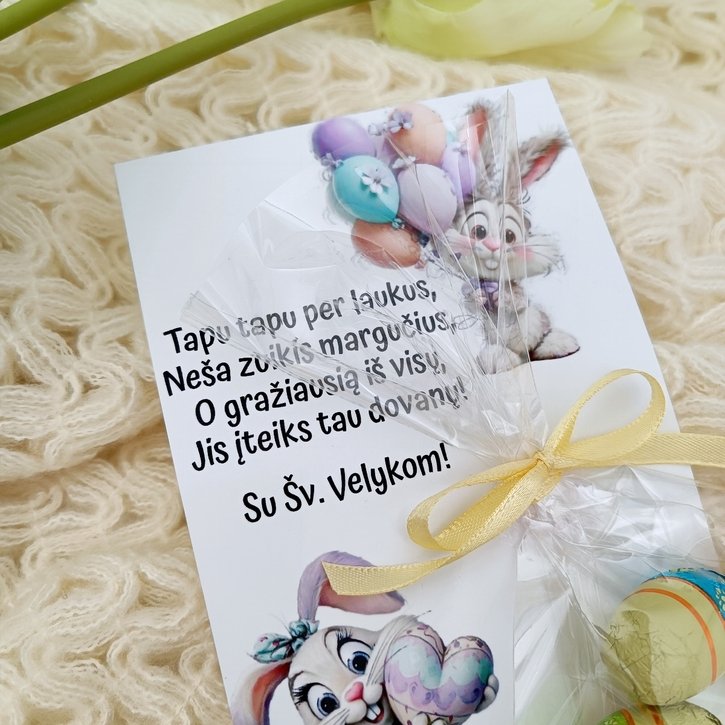 Velykinė atvirutė su šokoladiniais kiaušiniais 1