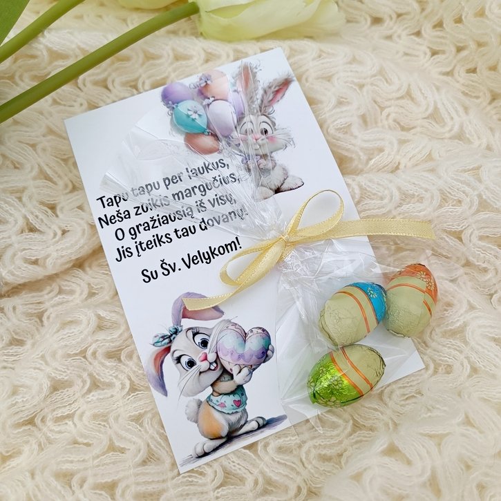 Velykinė atvirutė su šokoladiniais kiaušiniais 2