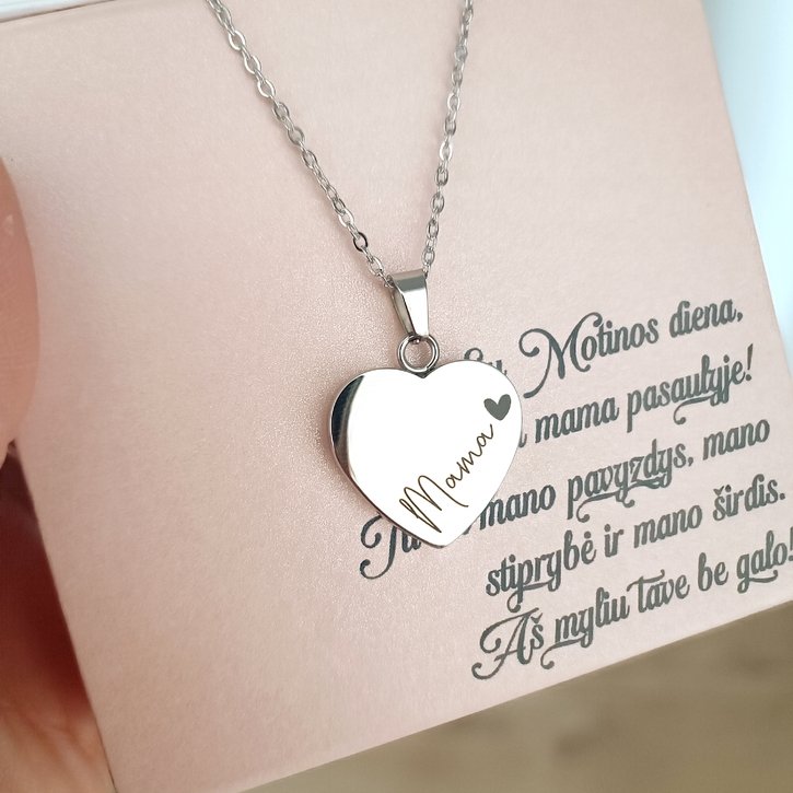 Kaklo papuošalas dovanų dėžutėje su nuotrauka ir sveikinimu "Mama" 8