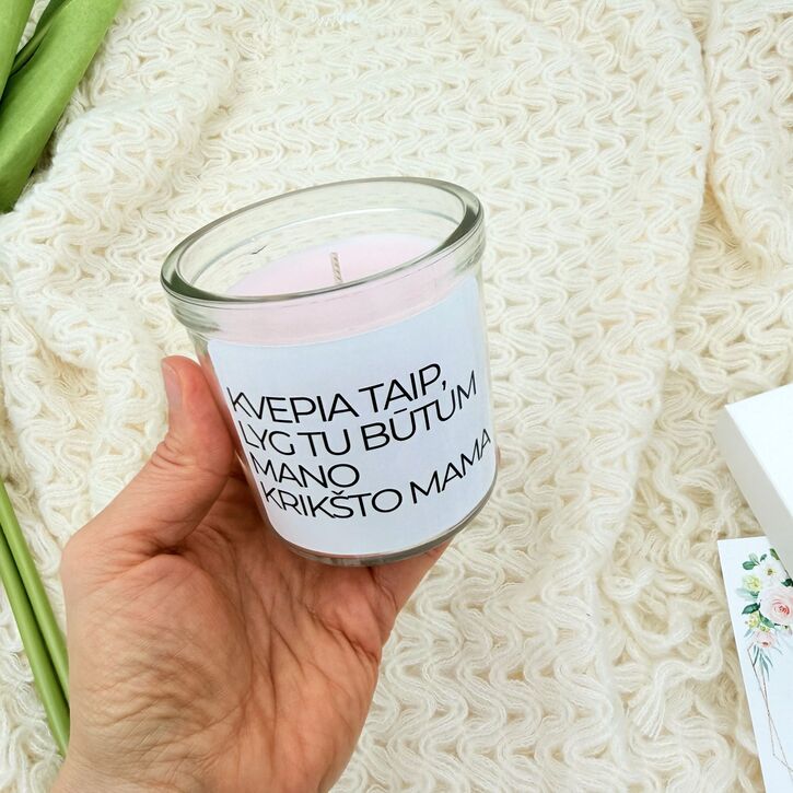 Kvepianti žvakė stikliniame indelyje su keičiamu tekstu 2