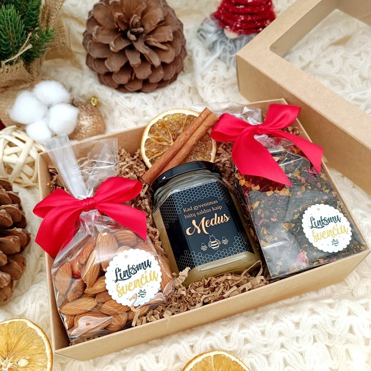 Kalėdinis dovanų rinkinys "Medus su arbata"