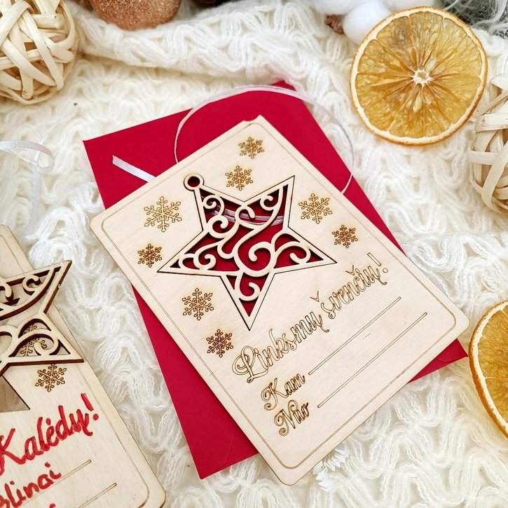 Medinė atvirutė „Žvaigždė“ 