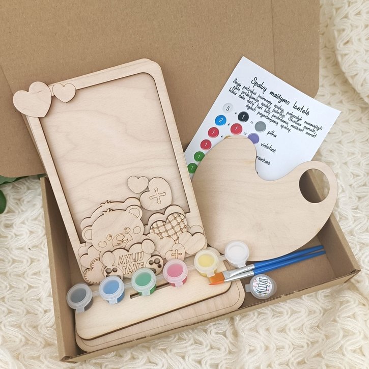 Kūrybinis rinkinys – medinis nuotraukos rėmelis „Myliu Tave“