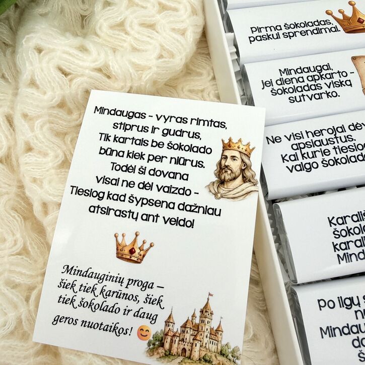 Proginis šokoladukų rinkinys Mindaugui „Karališki sprendimai“ (6 vnt. po 18 g) 1