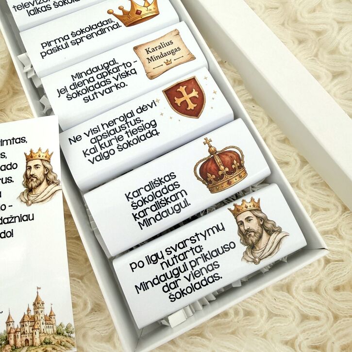 Proginis šokoladukų rinkinys Mindaugui „Karališki sprendimai“ (6 vnt. po 18 g) 3