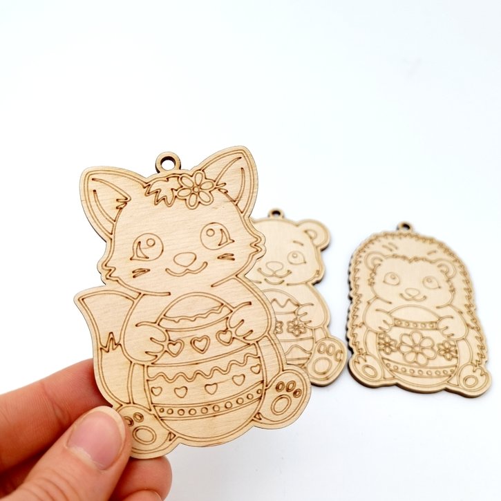 Spalvinamos medinės Velykų dekoracijos "Miško gyvūnai" 1