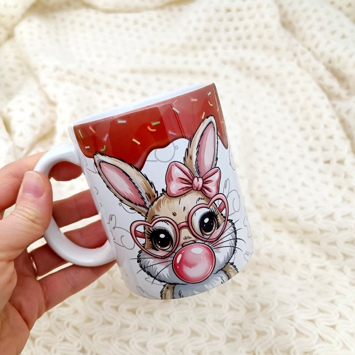 Velykinis keraminis puodelis „Zuikutė su burbulu“ 1