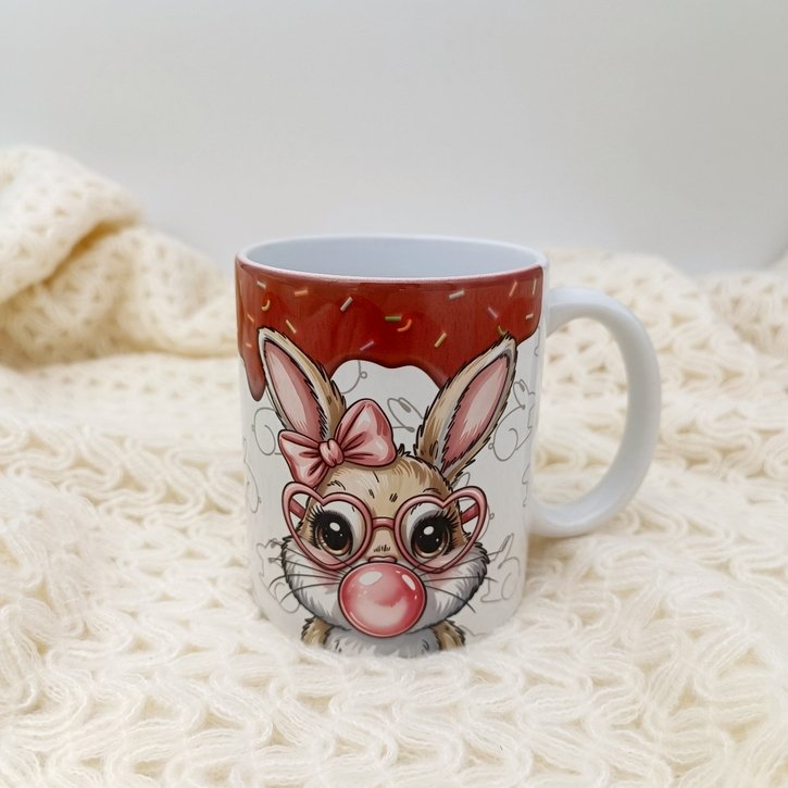 Velykinis keraminis puodelis „Zuikutė su burbulu“