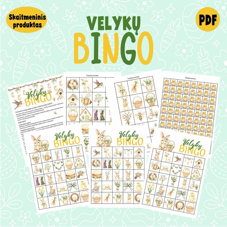 Velykų Bingo PDF (skaitmeninis produktas)