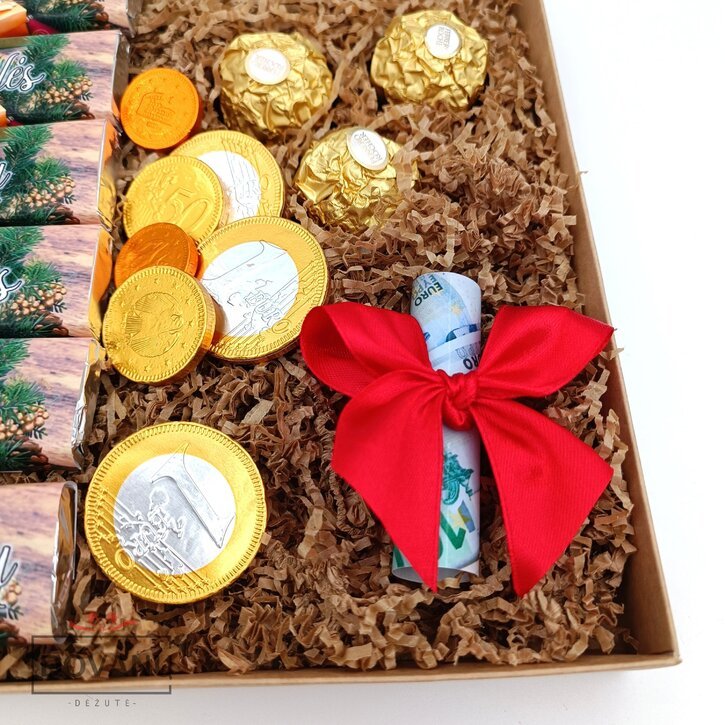 Sveikinimo - pinigų dėžutė kalėdinė