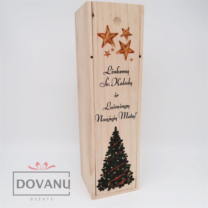 Vyno butelio dėžė "Linksmų Kalėdų"