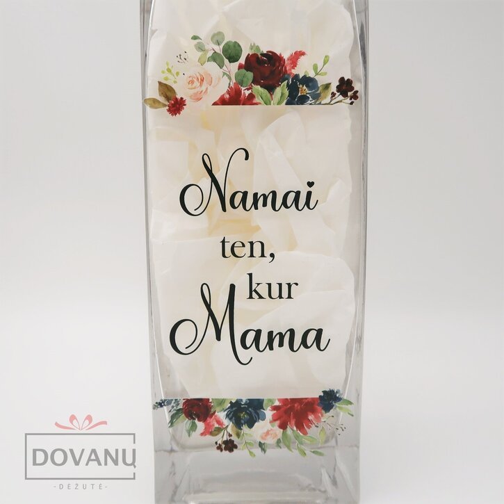 Stiklinė vaza "Namai ten, kur mama"