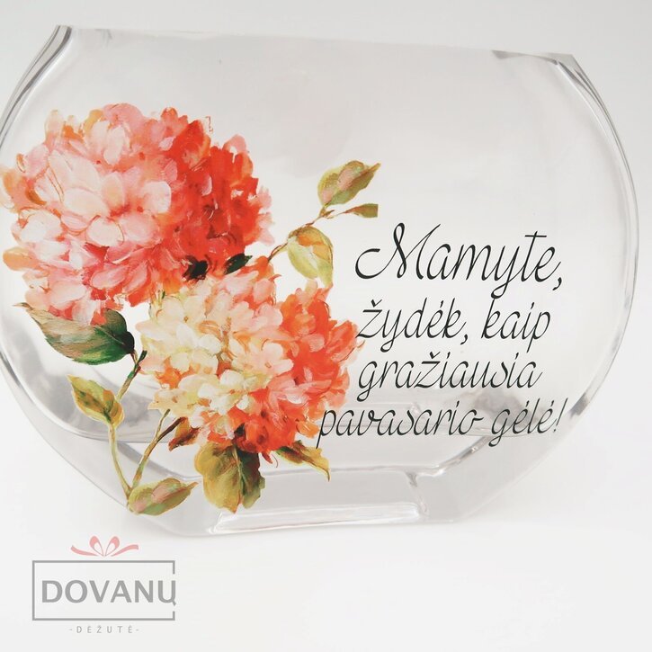 Stiklinė vaza "Mamyte, žydėk"