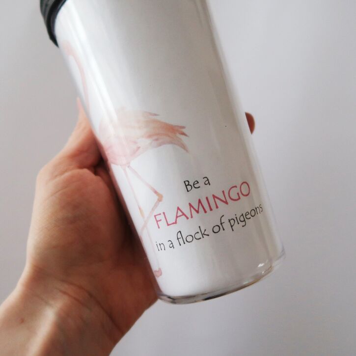 Kelioninis puodelis "Flamingas" su keičiamu dizainu